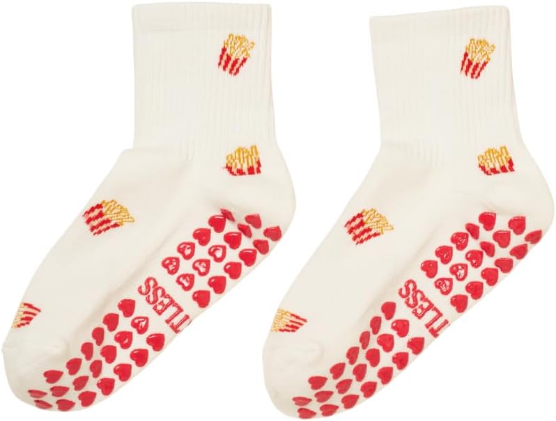 Shapes Studio Crew Half Calf Grip Socks, Cutest Fruits Pilates Socks, Ruffle socks, Non-Slip, Barre Yoga Fitness - Image 1